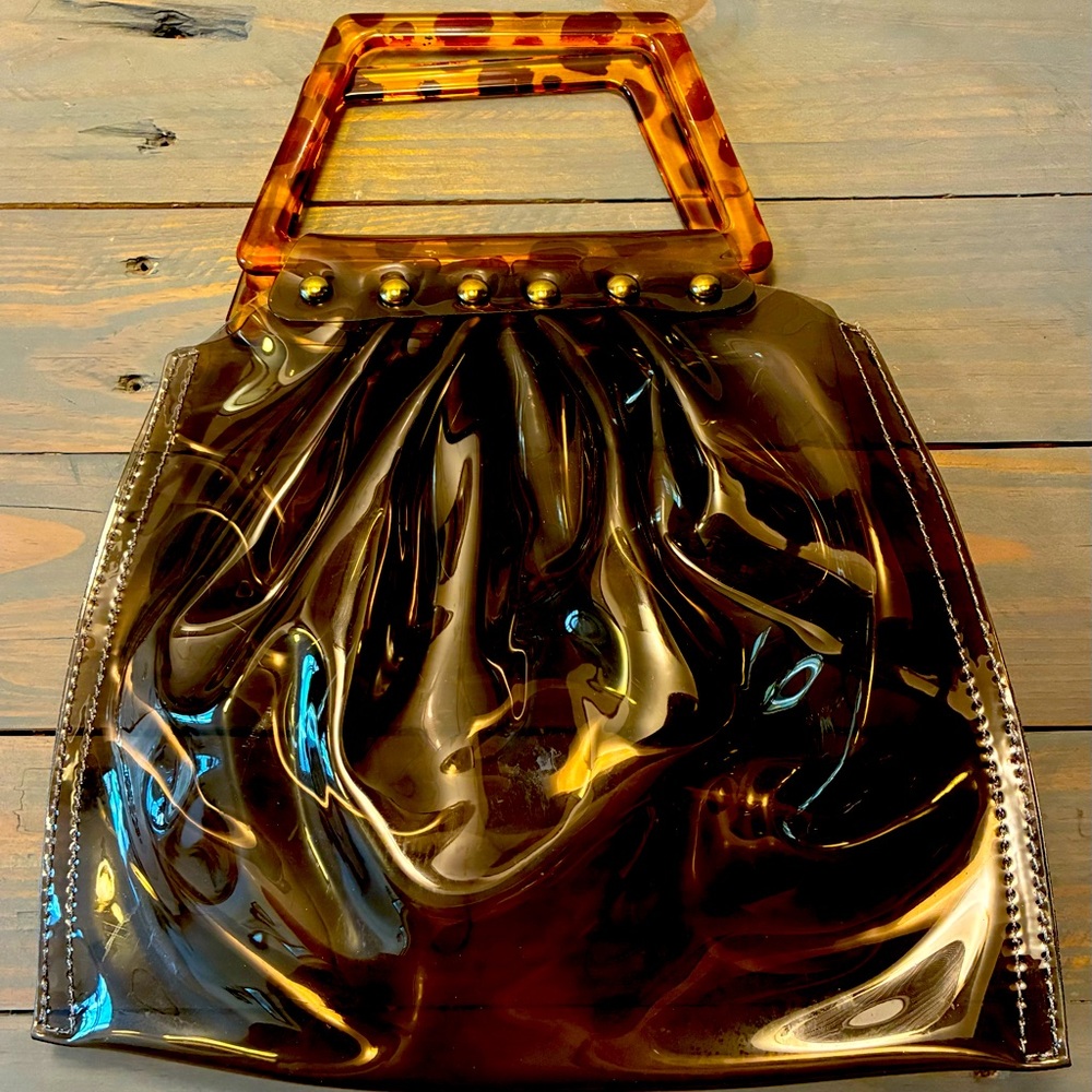 Elegant Brown Handbag with Tortoiseshell Handle